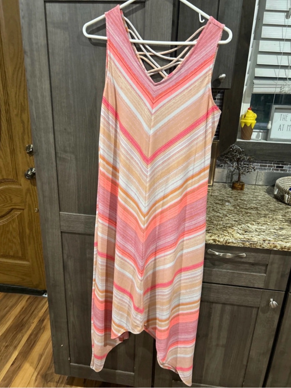 Apt. 9 Striped Midi Dress in Coral, Peach, Cream and Pink